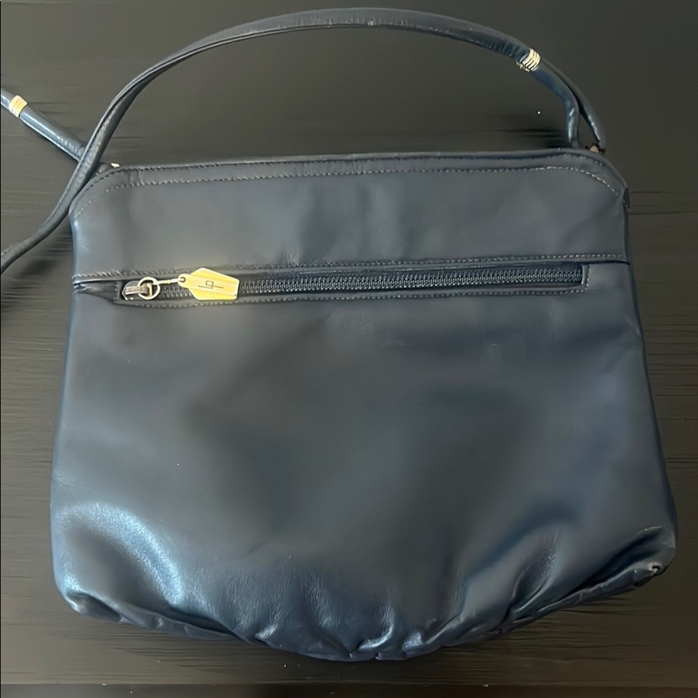 Vintage dark blue Lewis Shoulder Bag with Gold Hardware